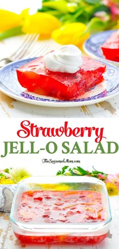 strawberry jello - o - salad with whipped cream on top