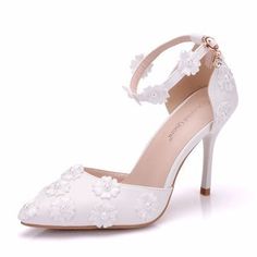 Gender: For WomenStyle: Fashion,KoreanOccasion: Casual,Party/Club,Office/CareerHeel Height: 9cmPlatform Height: 0.5cmSeason: Spring,Summer,Fall/Autumn,WinterPackage Contents: 1 x Shoes (Pair)Please see our size guide as below, you can choose the size according to your foot length and width.If your foot is a little wide and thick, we suggest you choose 1 size larger.Size Guide:28 = foot length 18.5-19cm (Foot width=6.5-7cm)29 = foot length 19-19.5cm (Foot width=7cm)30 = foot length 19.5-20cm (Foo White Lace Heels, Pointed Sandals, White High Heel Shoes, Flora Bridal, Lace High Heels, Wedding High Heels, Bridal Wedding Shoes, White High Heels, White Wedding Shoes