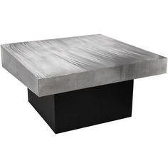 a black and silver square table on a white background