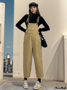 Olivia Mark - Womens Maternity Overalls: Thickened Harem Pants with Nine-point Design, Knitted Undershirt for Comfortable Casual and Stylish Outfits Maternity Overalls, Maternity Trousers, Suspender Pants, Maternity Jumpsuit, Knit Bottom, Casual Outerwear, Stylish Maternity, Maternity Pants, Womens Maternity