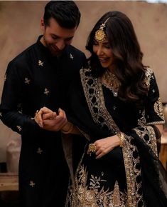 Desi Wedding Dresses, Asian Bridal Dresses, Pakistani Wedding Outfits, Black Couple, Couple Dress, Beautiful Pakistani Dresses, Traditional Indian Outfits, Bridal Photoshoot, Wedding Couple Poses