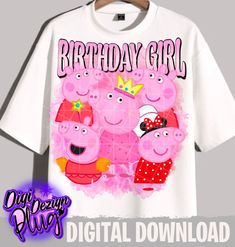 Peppa Pig Birthday Shirts For Family, Peppa Pig Happy Birthday, Clothes Printing, Basic Computer, Peppa Pig Birthday Party, Pepa Pig, Invitations Design, Custom Birthday Shirts, Birthday Png