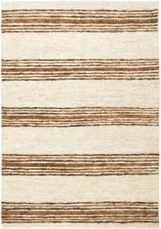 an area rug with brown and white stripes on the bottom, in front of a white background