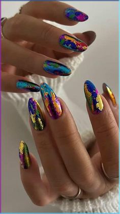 Foil Nail Designs, Unghie Nail Art, Korean Nail Art, Green Nail Designs, Foil Nails, Nails 2024, Birthday Nails