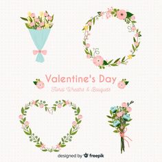 valentine's day floral wreaths and bouquets with flowers in the shape of heart