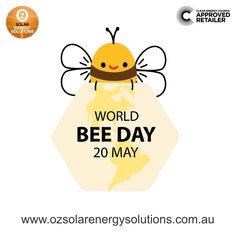 a bee with the words world bee day on it's chest and an earth globe in