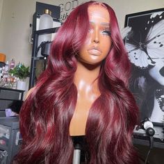 Pelo Color Borgoña, Hair Color Burgundy, Dark Red Hair, Hair Body Wave, Virgin Hair Wigs, Wave Wig, Red Wigs, Professional Hairstylist, 100 Human Hair Wigs