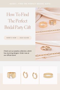 the perfect bridal party gift guide for brides and grooms, including gold jewelry