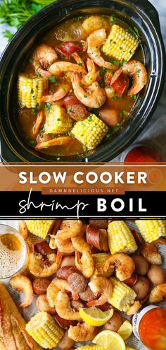 slow cooker shrimp boil with corn on the cob