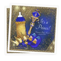 Royal Blue Gold Prince Baby Shower Prince Baby Shower Invitations, Baby Shower Napkins, Prince Baby Shower, Royal Blue And Gold, Kids Nursery Decor, Kids Stationery, Free Birthday Invitation Templates, Free Birthday Invitations, Clothing Labels