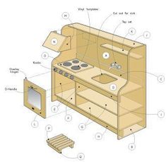 the parts of a wood stove with instructions on how to build it and where to put them