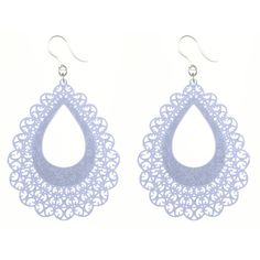 Large Lace Teardrop Earrings (Dangles) - light purple Hypoallergenic Teardrop Earrings For Party, Party Teardrop Pendant Earrings For Pierced Ears, Teardrop Pendant Chandelier Earrings As Gift, Gift Chandelier Earrings With Teardrop Pendant, Nickel-free Teardrop Earrings For Parties, Trendy Teardrop Chandelier Earrings For Pierced Ears, Trendy Drop Earrings As A Gift, Unicorn Wings, Earrings For Sensitive Ears