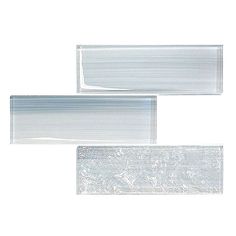 three clear rectangular glass pieces on a white background