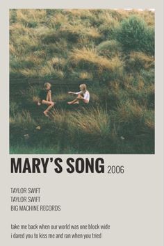 an advertisement for mary's song featuring two children sitting in the grass