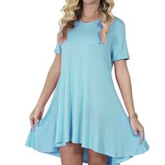 Simply Southern Light Blue Tunic Style Dress Ruffle Neckline Dress, Southern Dresses, Ginger Dress, Blue Long Sleeve Dress, Jersey Knit Dress, Spandex Dress, Ruffle Sleeve Dress, Corduroy Dress, Leopard Dress