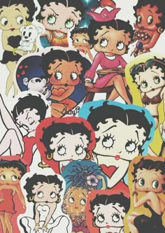 an image of many cartoon characters with different facial expressions on their faces and body parts