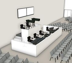 an artist's rendering of a conference room with chairs and desks