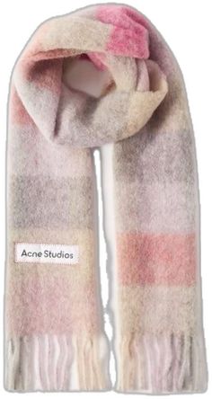 Acne Scarf, Scarf Aesthetic, Acne Studio, Pink Scarves, Fringe Scarf, Stockholm Fashion, Winter Fits, Birthday Wishlist, Great Lakes