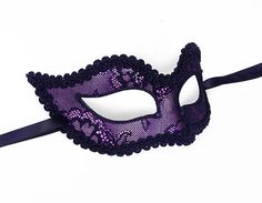 Metallic Purple And Black Lace Masquerade Mask by SOFFITTA Purple Halloween Mask And Prosthetics, Purple Mask For Costume Party, Purple Halloween Masquerade Masks And Prosthetics, Purple Masks And Prosthetics For Halloween Masquerade, Purple Masquerade Mask For Carnival And Halloween, Purple Eye Mask For Costume Party, Purple Masquerade Mask For Carnival, Lace Masquerade Mask, Lace Masquerade Masks