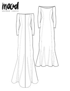 the front and back view of a dress with long sleeves