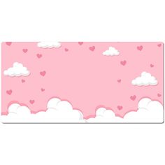 a pink background with hearts and clouds