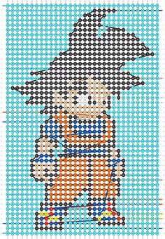 a cross stitch pattern with an image of a person holding an umbrella