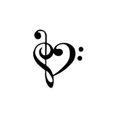 a treble with a heart and musical notes in the shape of a treble