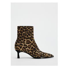 Kitten heel ankle boots. Animal print. Zip closure. Pointed toe. Heel height: 2 inches (5 cm) Kitten Heel Ankle Boots, Joggers Shoes, Waistcoat Dress, Cargo Shirts, Shorts Co Ord, Trench Jacket, Cardigan Sweater Dress, Heel Ankle Boots, Kitten Heel