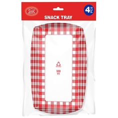 red and white checkered plastic snack tray