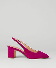 Elevate your style with the Ann Taylor Suede Block Heel Slingback Pumps, a perfect blend of elegance and comfort. These pumps feature:

- Size: 7
- Color: Plum Burst
- Material: Leather Suede
- Gender: Female
- Heel Height: 2 1/2 inches
- Design: Pointy toe with a comfortable block heel
- Comfort: Padded footbed for complete comfort

Crafted for the modern woman, these slingback pumps are designed to provide all-day comfort without sacrificing style. The rich Plum Burst hue adds a touch of sophi Slingback Block Heels, Block Heel Slingback, Suede Block Heels, Slingback Pump, Toe Designs, Block Heels Sandal, Suede Shoes, Suede Heels, Stacked Heel