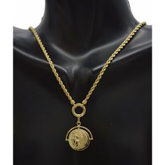 This Real 14k Yellow Gold 18" Round Ring Coin Charm Rope Chain Necklace 4.3 Gr Features A Round Coin Charm On A Rope Chain. The 18-Inch Length Is Perfect For A Layered Look Or Wearing On Its Own, And The 4.3 Grams Weight Gives It A Substantial Feel. The Intricate Details Of The Jesus Face Charm Make It A Beautiful And Meaningful Addition To Any Jewelry Collection. Made From High-Quality Materials, This Necklace Is A Timeless Piece That Will Last A Lifetime. Specifications: Metal: Real 14k Solid Elegant Round Coin Necklace With Gold Chain, Elegant Coin-shaped Jewelry With Adjustable Chain, Yellow Gold Coin Necklace With Chain, Yellow Gold Coin Necklace With Chain Detail, Yellow Gold Coin Shaped Chain Necklace With Adjustable Chain, Elegant Coin Jewelry With Adjustable Chain, Gold Snake Chain Jewelry With Coin Pendant, Elegant Jewelry With Adjustable Coin Chain, Elegant Yellow Gold Coin Chain Necklace