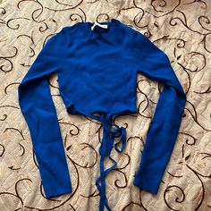 -Brand New, Never Worn -Size Medium But Fits Like A Small Zara Blue Tops For Fall, Blue Zara Tops For Winter, Blue Stretch Tops By Zara, Zara Blue Stretch Tops, Long Sleeve Wrap Top, Wrap Top, Zara Tops, Long Sleeve Tees, Color Blue