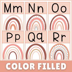 the color filled alphabet is shown with different colors