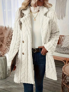 ⌛ Letzter Tag 50% Rabatt! Fur Cardigan, Elegant Blazers, Lapel Coat, Cozy Coats, Winter Chic, Winter Outerwear, Teddy Coat, Long Sleeves Coats, Sherpa Jacket