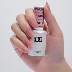 DND Products presents, Soak Off Gel Polish, luminous nail color that applies faster, feels thinner, and lasts longer than any other gel available! Forget base coats, bond-aids, and primers. DND delivers a fast two-step professional system that is unique from any other on the market. Fused with essential vitamins, DND™ makes nails stronger, healthier, as well as stunning for weeks! Dnd Take A Vow 880, Sheer Gel Nails, Dnd Polish Colors, Dnd Swatches, American Manicure Nails, Nude Nail Color, Dnd Polish, Elegant Nail Polish