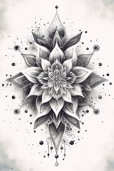 a black and white drawing of a flower