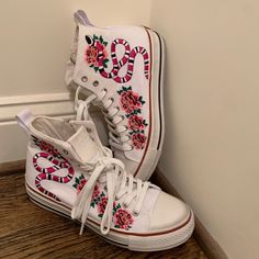 Worn Once! In Perfect Shape, Very Comfortable And So Cute! Snake Flower, Embroidered Sneakers, Ash Shoes, Embroidered Flowers, Womens Shoes Sneakers, So Cute, Ash, Converse, Shoes Sneakers