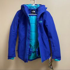 New With Tags Women’s Lostrail Jacket Excellent New Condition. Extra Small Size. Fitted Functional Blue Outerwear, Blue Hooded Outerwear For Ski Season, Blue The North Face Outerwear For Spring, Functional Purple Outerwear With Pockets, The North Face Purple Outerwear For Fall, Pink North Face Jacket, Blue Ski Season Outerwear With Pockets, Blue Hooded Ski Season Outerwear, Spring Blue The North Face Outerwear