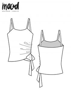 the front and back view of a women's tank top with ties on it