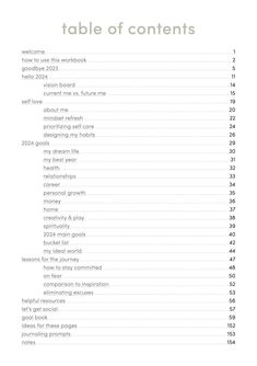 the table of contents is shown with numbers and words on it, as well as an image