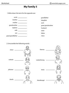 the worksheet for family 5 is shown in this graphic above it's image