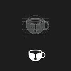 two coffee mugs sitting next to each other on a black background