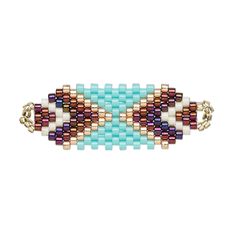 a beaded bracelet on a white background