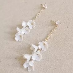 Delicate Bridal Earrings, October Jewelry, Pearl Bridal Comb, Garland Flower, Flower Drop Earrings, Wedding Flowers Summer, Lilac Flowers, Wedding Jewelry Earrings