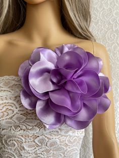 Cheap Purple Brooches For Women, Elegant Purple Brooches With Flower Decoration, Purple Flower Brooch For Formal Occasions, Hydro Energy, Wedding Brooch, Purple Silk, Big Flowers, Flower Pins, Flower Brooch