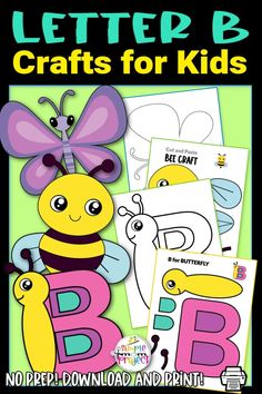 the letter b crafts for kids with pictures of bees and letters to color on it