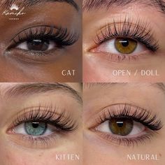 The beauty of lash extensions is that they are customisable to your liking and particular eye shape 😊 Simple Natural Eyelash Extensions, Lash Extensions Styles Clusters, Fox Eye Vs Cat Eye Lash Extensions, Eyelash Extensions Styles Doll Eye, Wide Eye Lash Extensions, Eyeliner Look Lash Extensions, Natural Glam Eyelash Extensions, Eyelash Extensions Butterfly, Eye Extension Styles