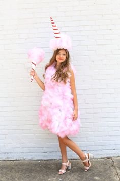 Diy Teen Halloween Costumes, Candy Halloween Costumes, Cotton Candy Costume, Kamri Noel, Food Halloween Costumes, Cotton Candy Dress, Black Halloween Costumes, Hot Halloween, Teen Halloween