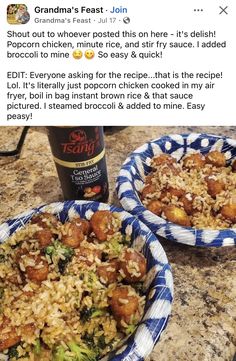 Easy General Tso Chicken, Popcorn Chicken, Cheap Dinner Recipes, Stir Fry Sauce, Cheap Dinners, Steamed Broccoli, Easy Chicken Recipes, Easy Chicken, Main Dish Recipes