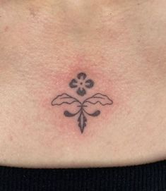 a woman's chest with a small tattoo on the top and bottom part of her stomach